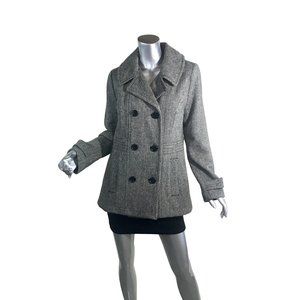 Relativity Women's Small Wool Blend Peacoat Tweed Black and White Button Front